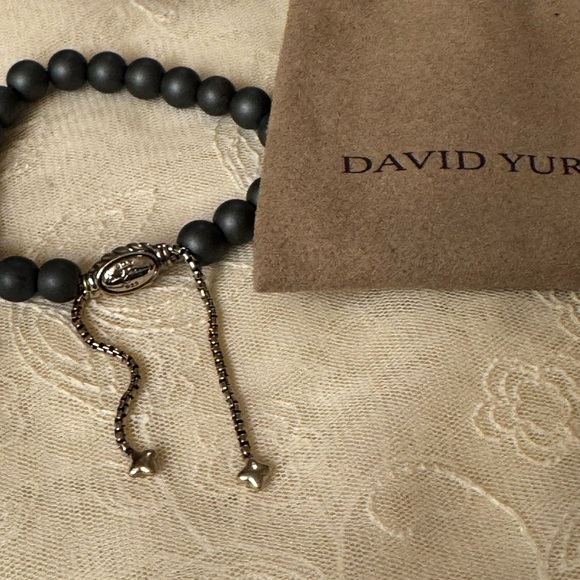 David Yurman gray matte beaded bracelet with adjustable pull sterling silver - Picture 5 of 5